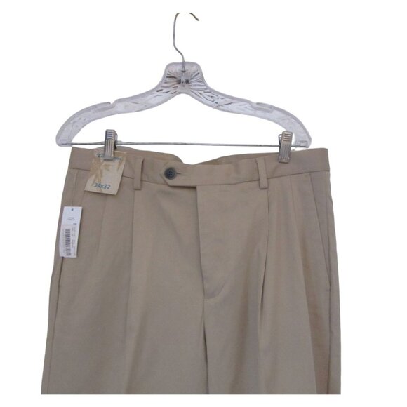 New w Tags, Men's Carribbean Beige khaki Front Pleated Pants, Sz 34 x 32" - Picture 2 of 8